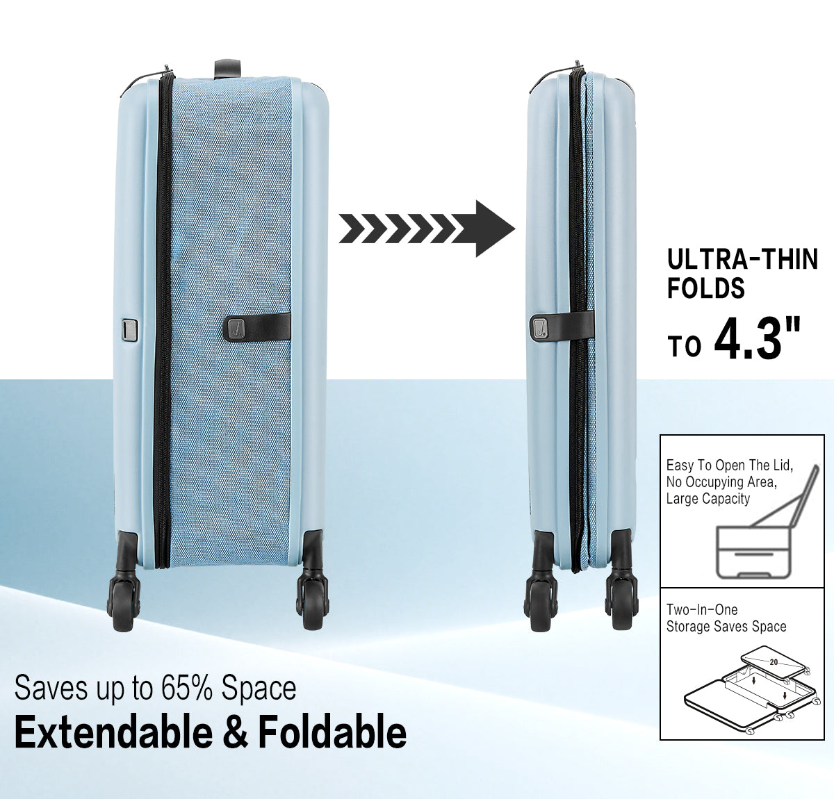 20" Lite Foldable Carry On Luggage | Jollying Pebble