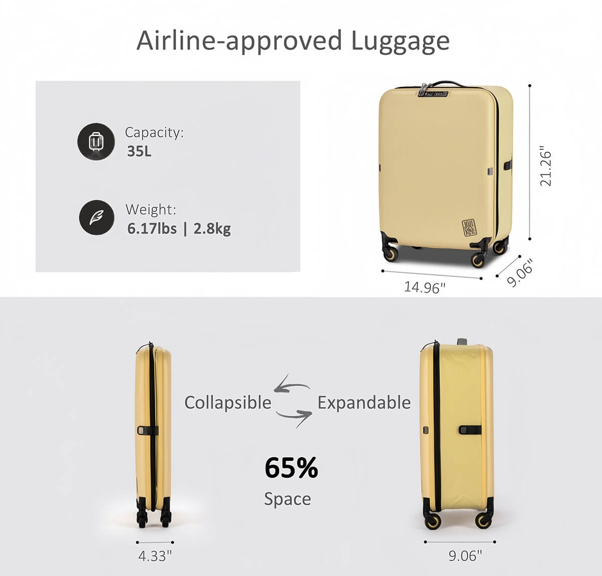 20" Lite Collapsible Carry on Suitcase